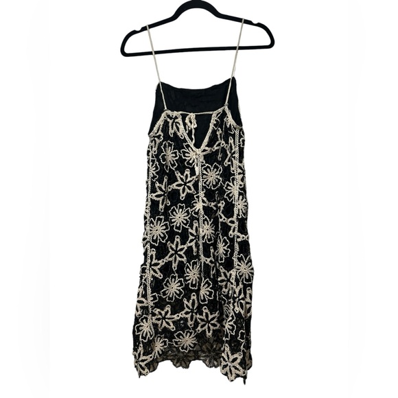 Zara black floral crochet spaghetti strap mini dress Size XS - Picture 6 of 8